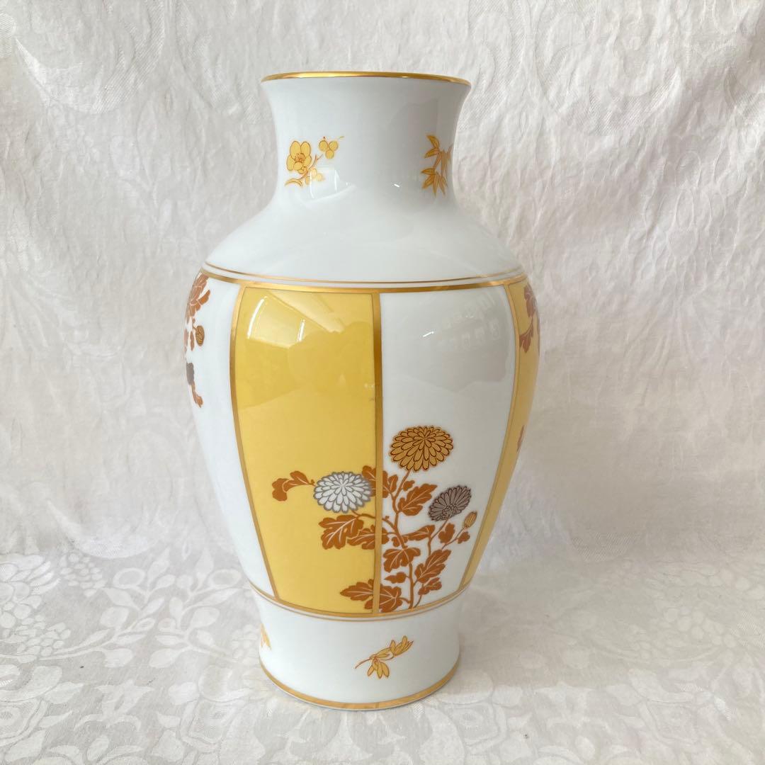 【大倉陶園】フランクリン ポーセリン 四君子之内 菊 花瓶