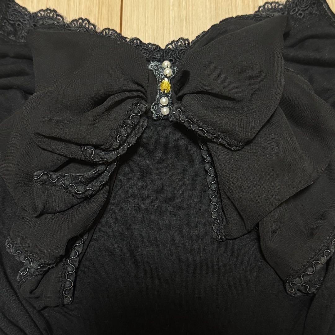 【希少】00s 美品 axes femme ビッグ リボン キャミソール 黒 M