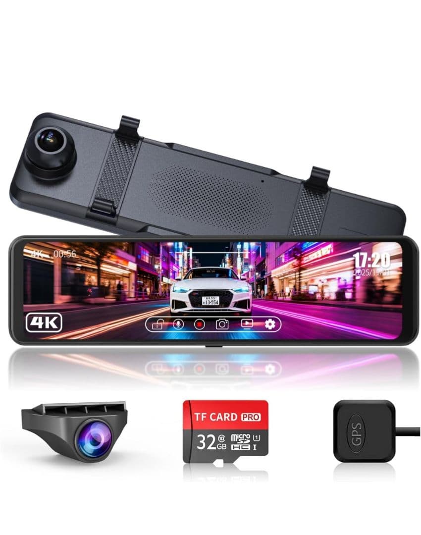 4Kドライブレコーダー・ミラー型・前後カメラ