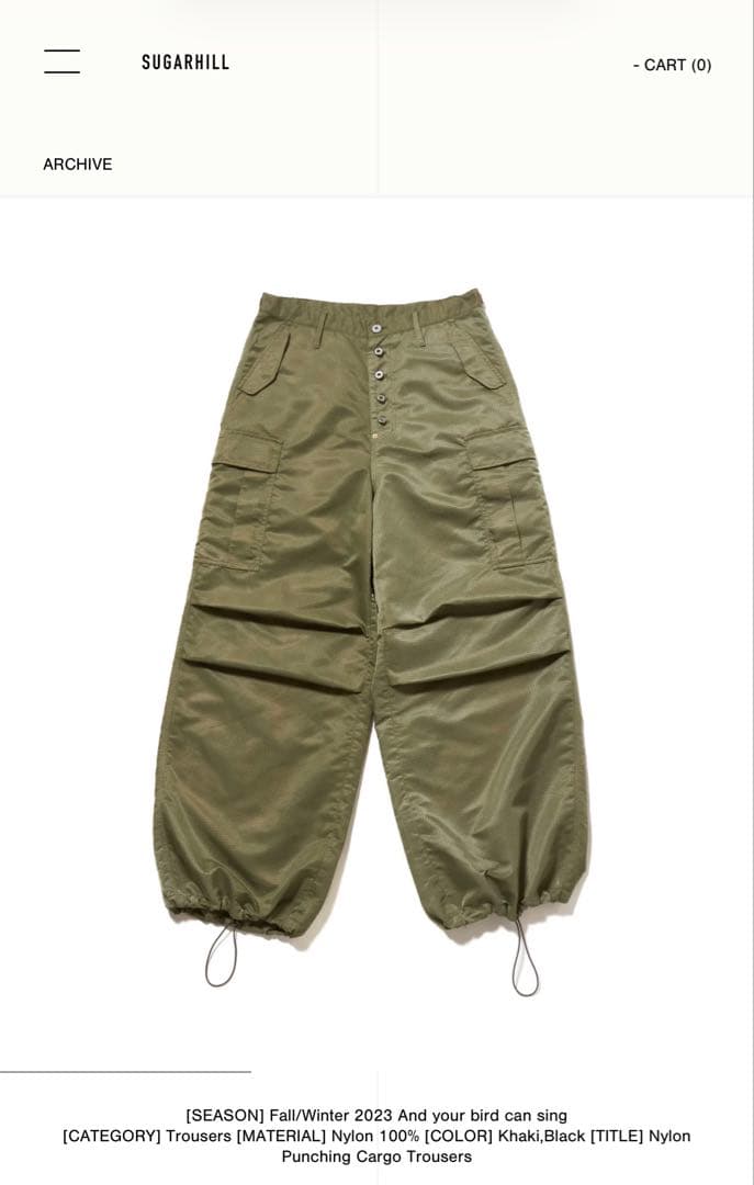 F*@様 SUGARHILL Nylon Punching Cargo Trou