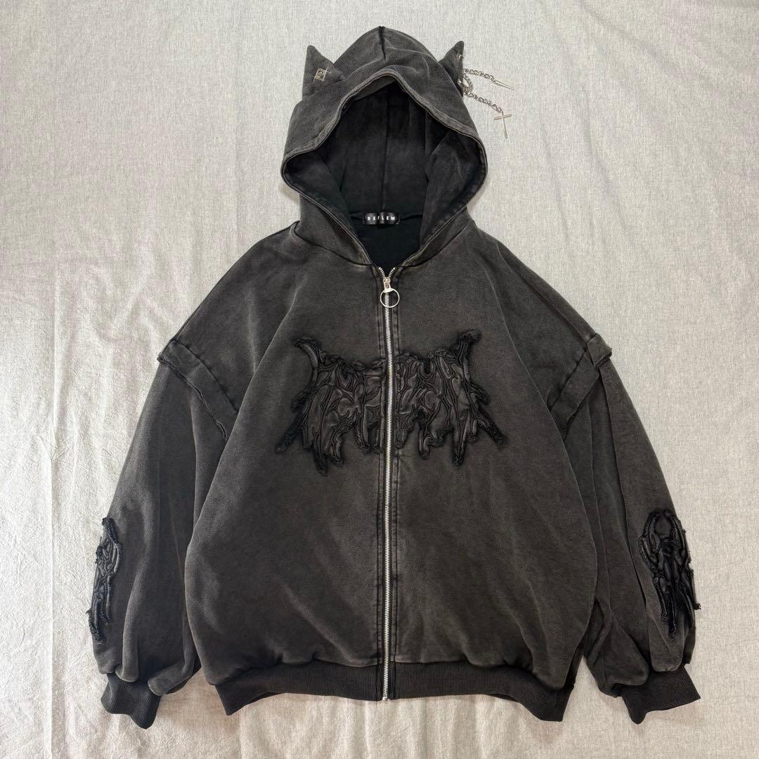 REFLEM レフレム 猫耳ZIPパーカー ジップパーカー フェード加工 人気
