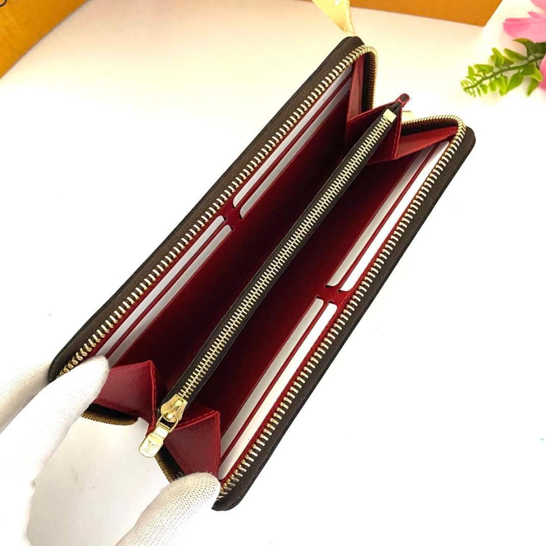 ルイ ヴィトン◎ポルトフォイユ クレマンス ダミエ コクリコ ラウンドファスナー