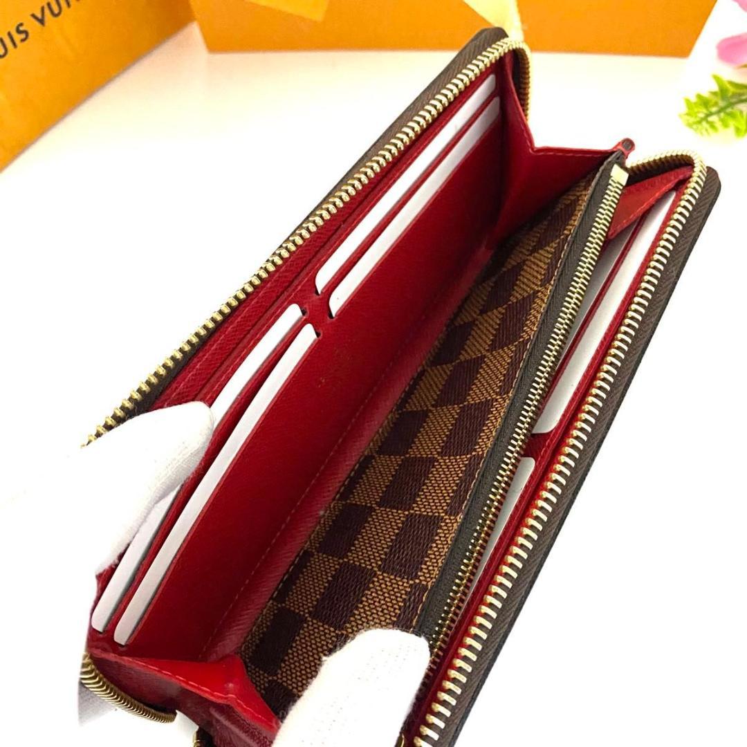ルイ ヴィトン◎ポルトフォイユ クレマンス ダミエ コクリコ ラウンドファスナー