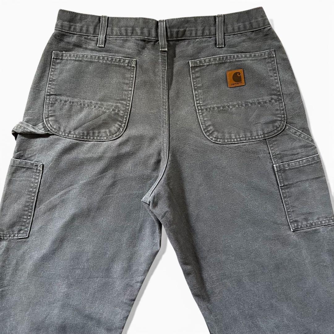 希少 カーハート B111 裏地チェック ペインターパンツ 34×32 グレー