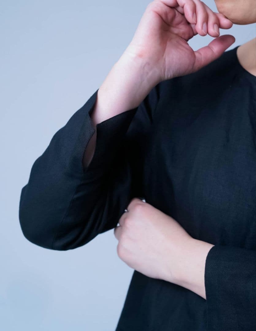 wafu. プレミアムリネントップス　 丸首 トップス LL