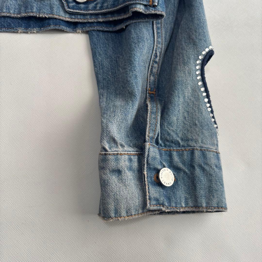 アリスアンドオリビア　デニムジャケット　ハート　カット　ラインストーン　XL