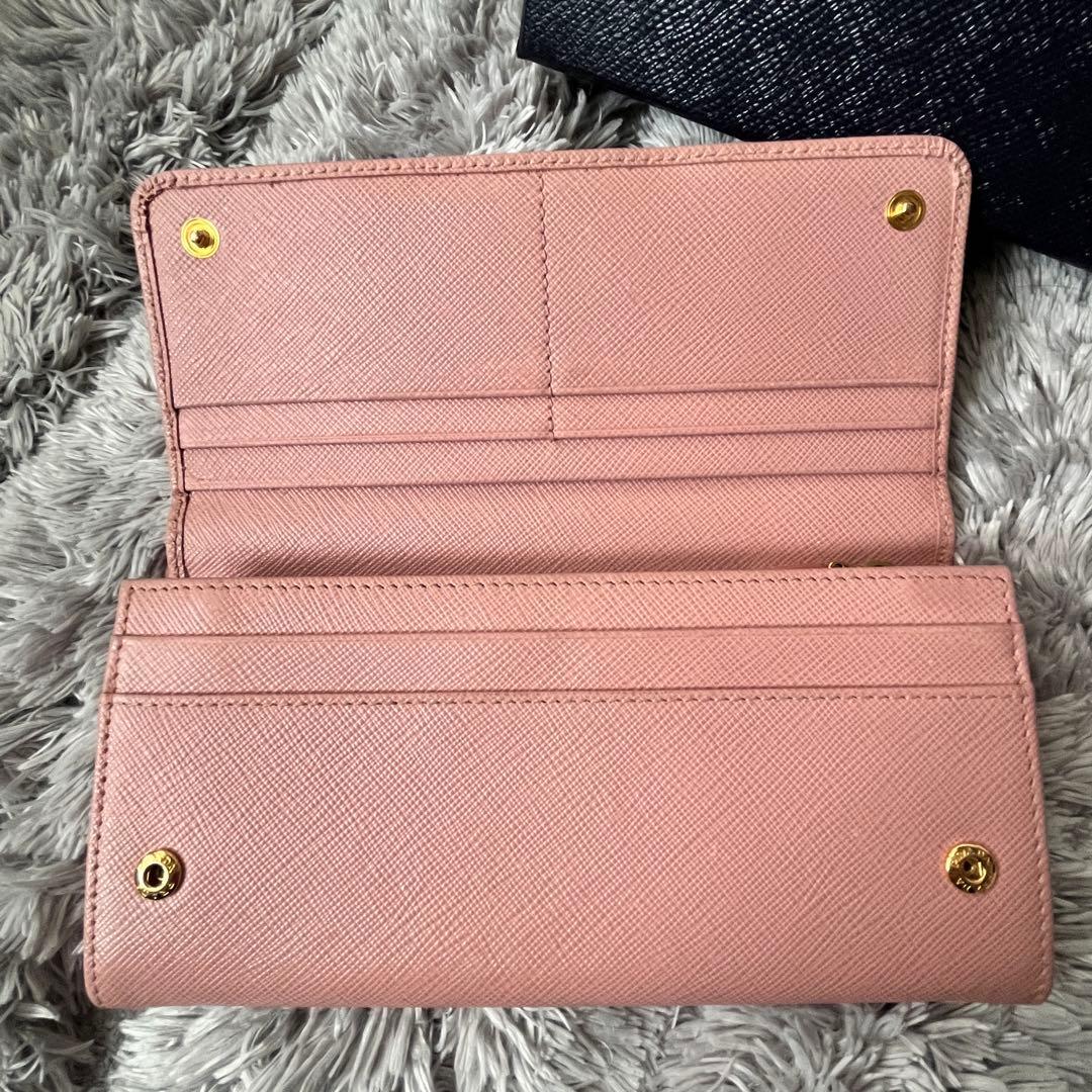 極美品✨PRADA サフィアーノ　フィオッコ　メタルロゴ　長財布　ピンク