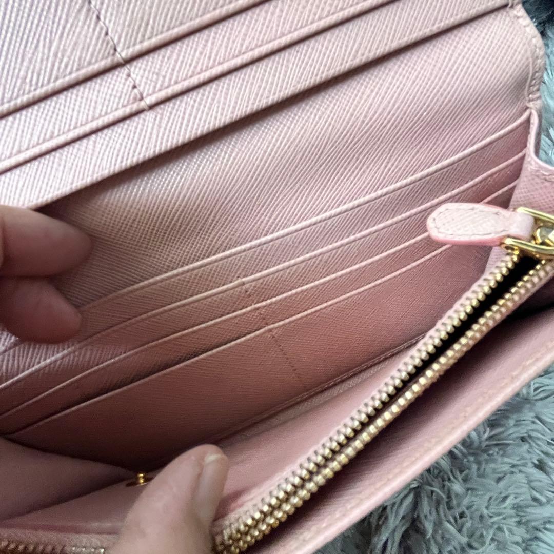 極美品✨PRADA サフィアーノ　フィオッコ　メタルロゴ　長財布　ピンク