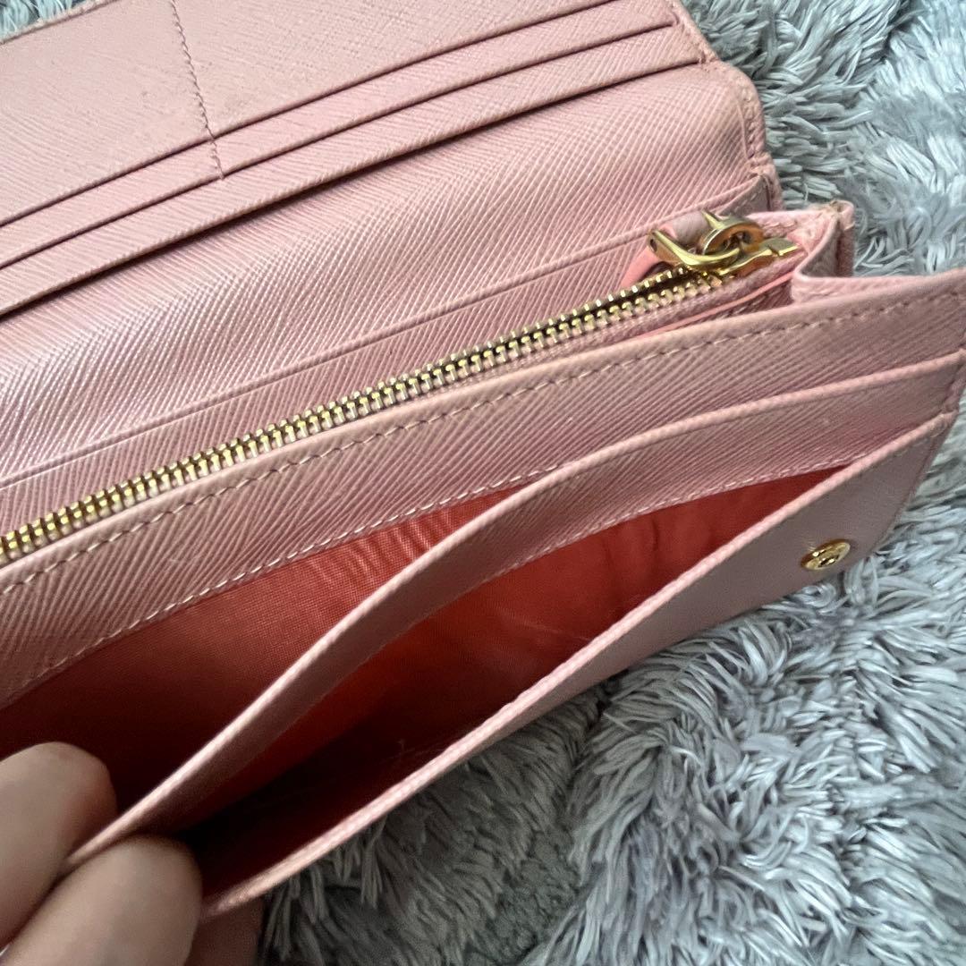 極美品✨PRADA サフィアーノ　フィオッコ　メタルロゴ　長財布　ピンク