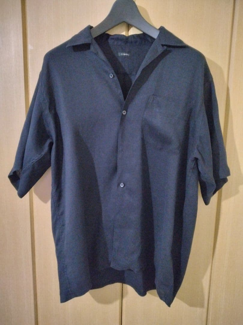 comoli リネンツイルオープンカラーシャツ