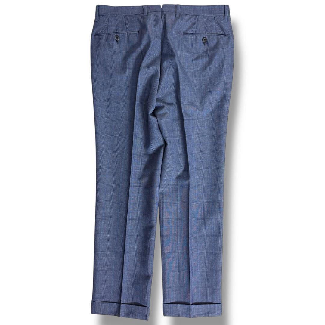 J6409超美品 ブリッラペルイルグスト 伊製生地モヘヤ混グレンプレイド柄スーツ