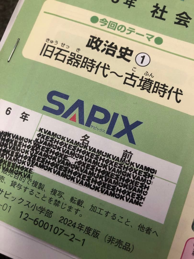 サピックス6年　理科/社会　デイリー/春期/夏期　テキスト　中古