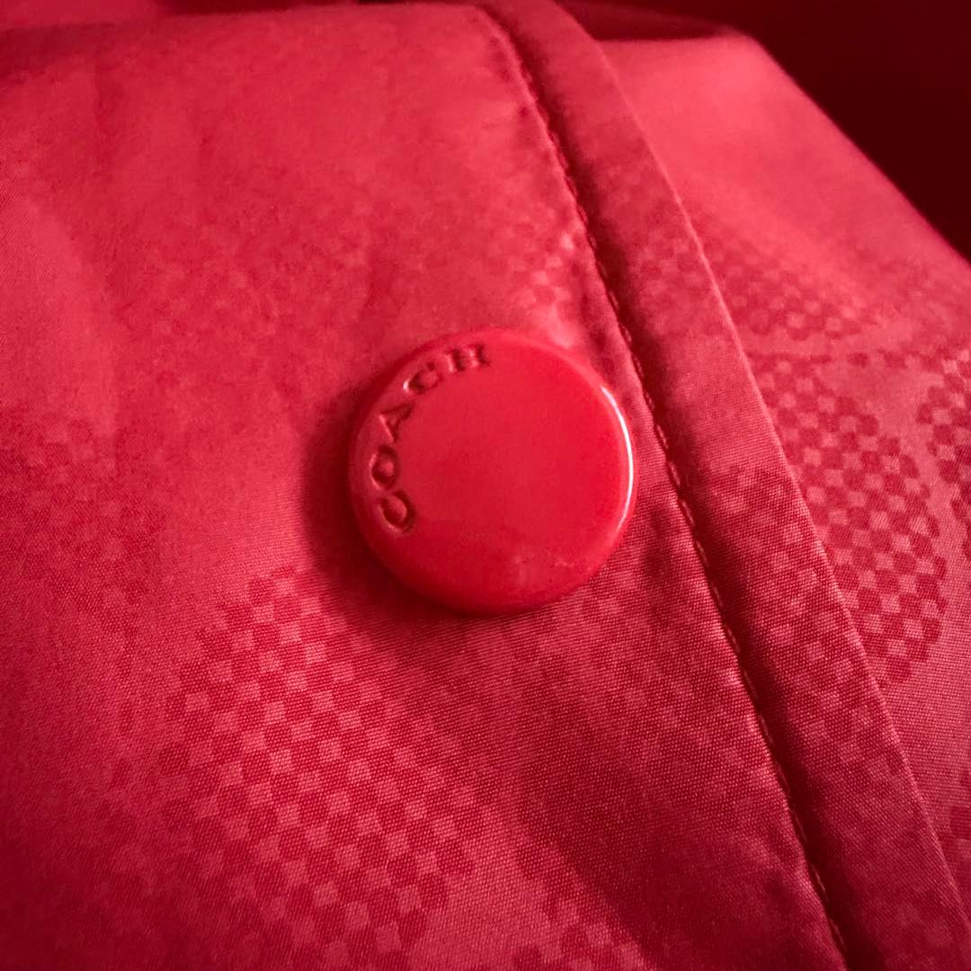 【未使用に近い】コーチ　スカジャン　シグネチャー　バイカラー　赤色　M