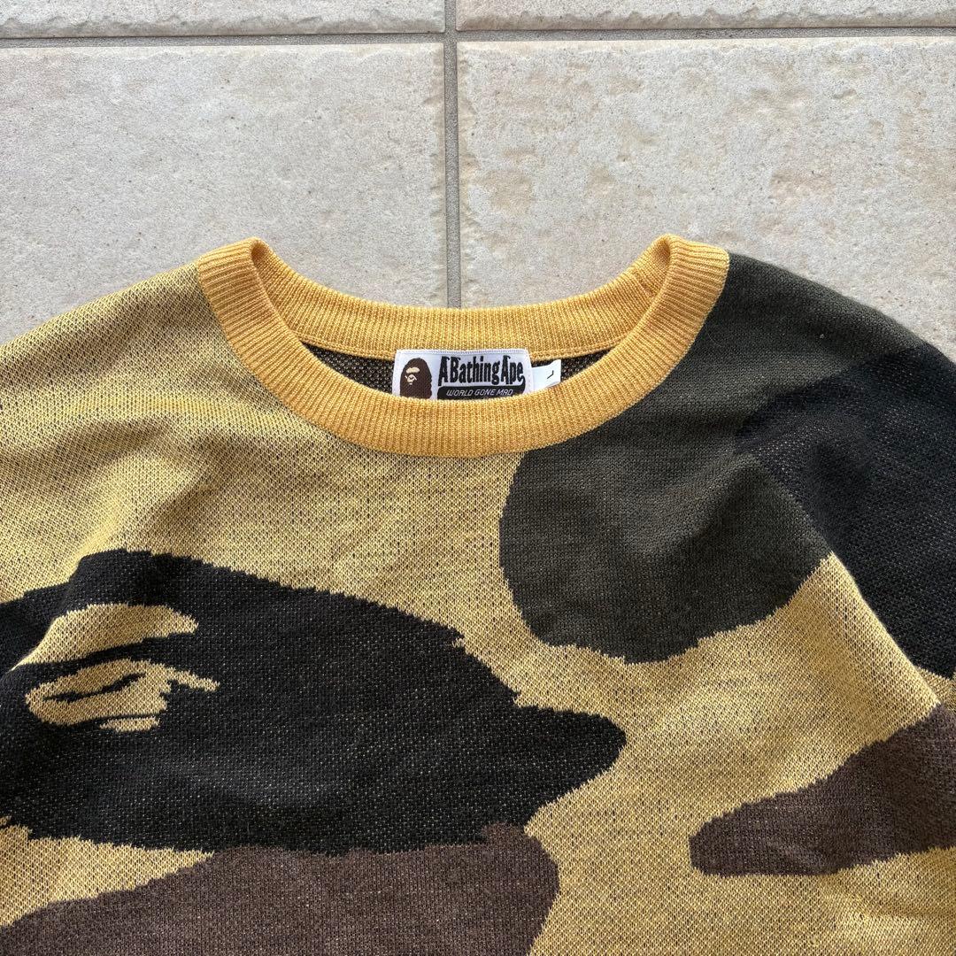 00s a bathing ape CAMO HEAD Knit ニット　迷彩