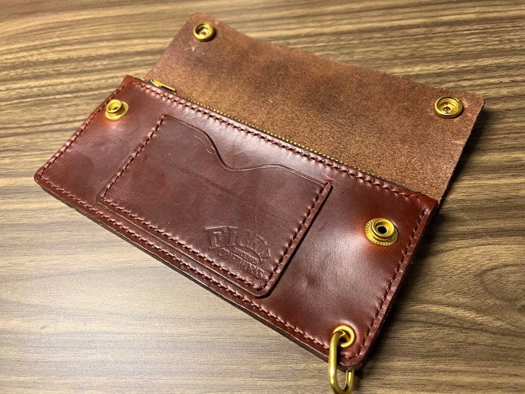 クロムエクセル　トラッカーウォレット　革　ハンドメイド