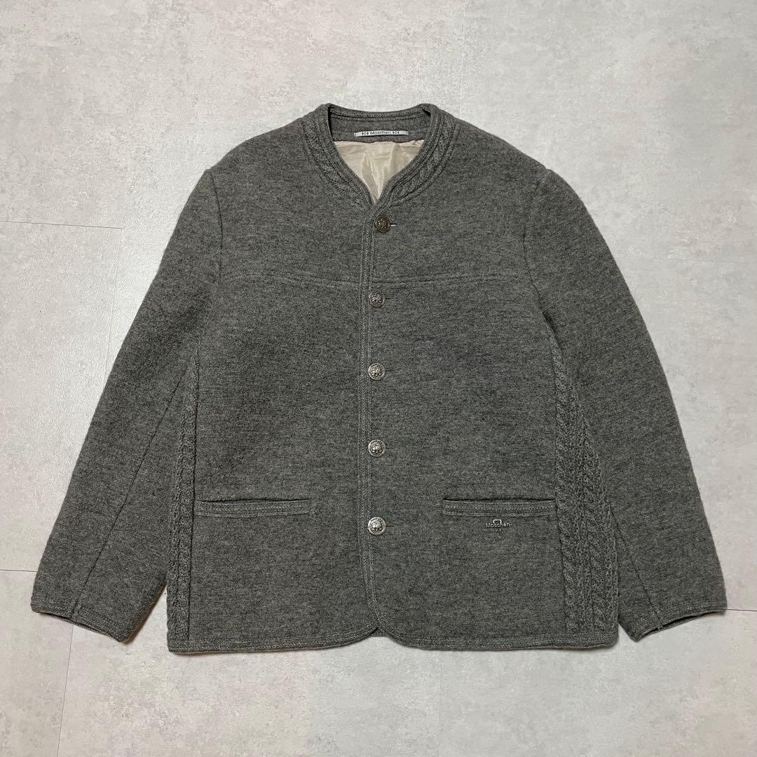 チロリアンジャケット ウールジャケット ユーロ古着 グレー ニットジャケット