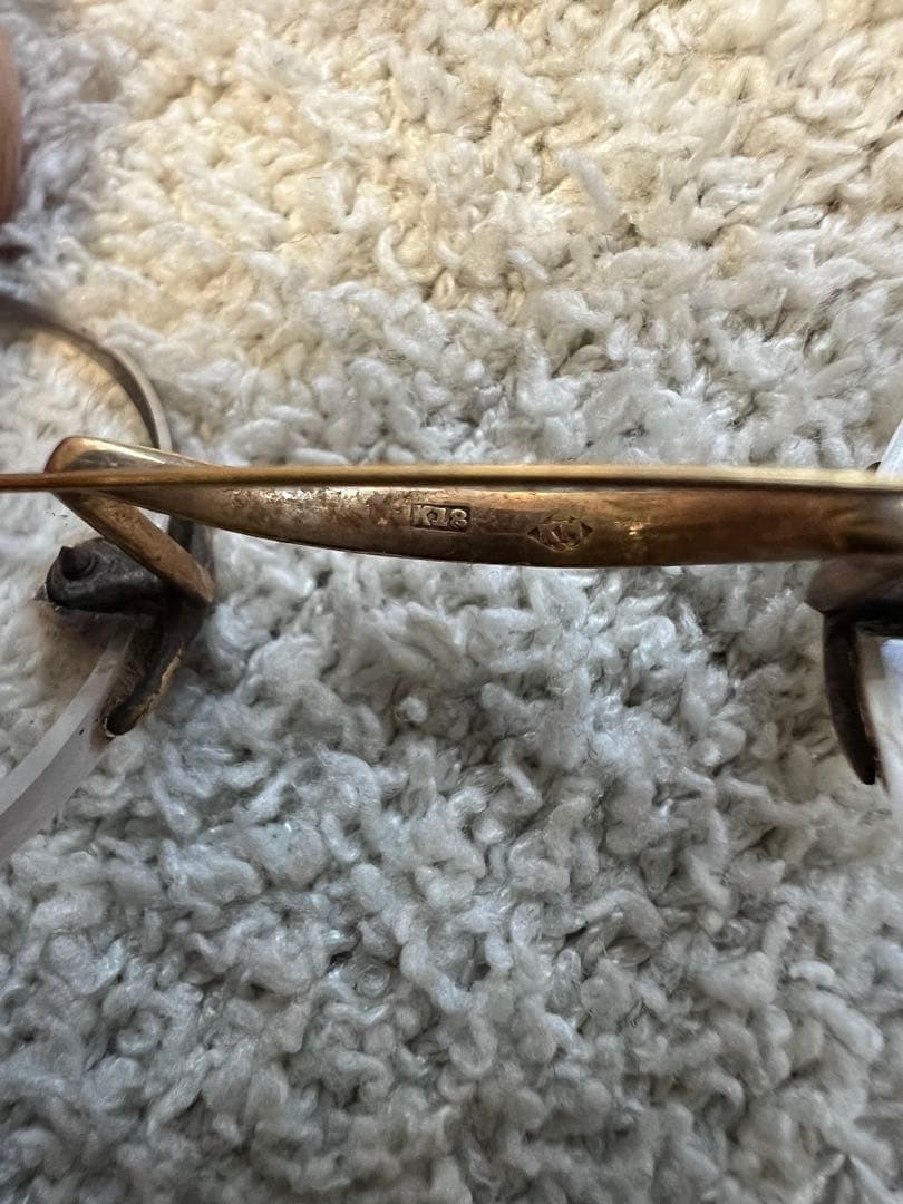 金属製オーバルレンズ老眼鏡 K18刻印