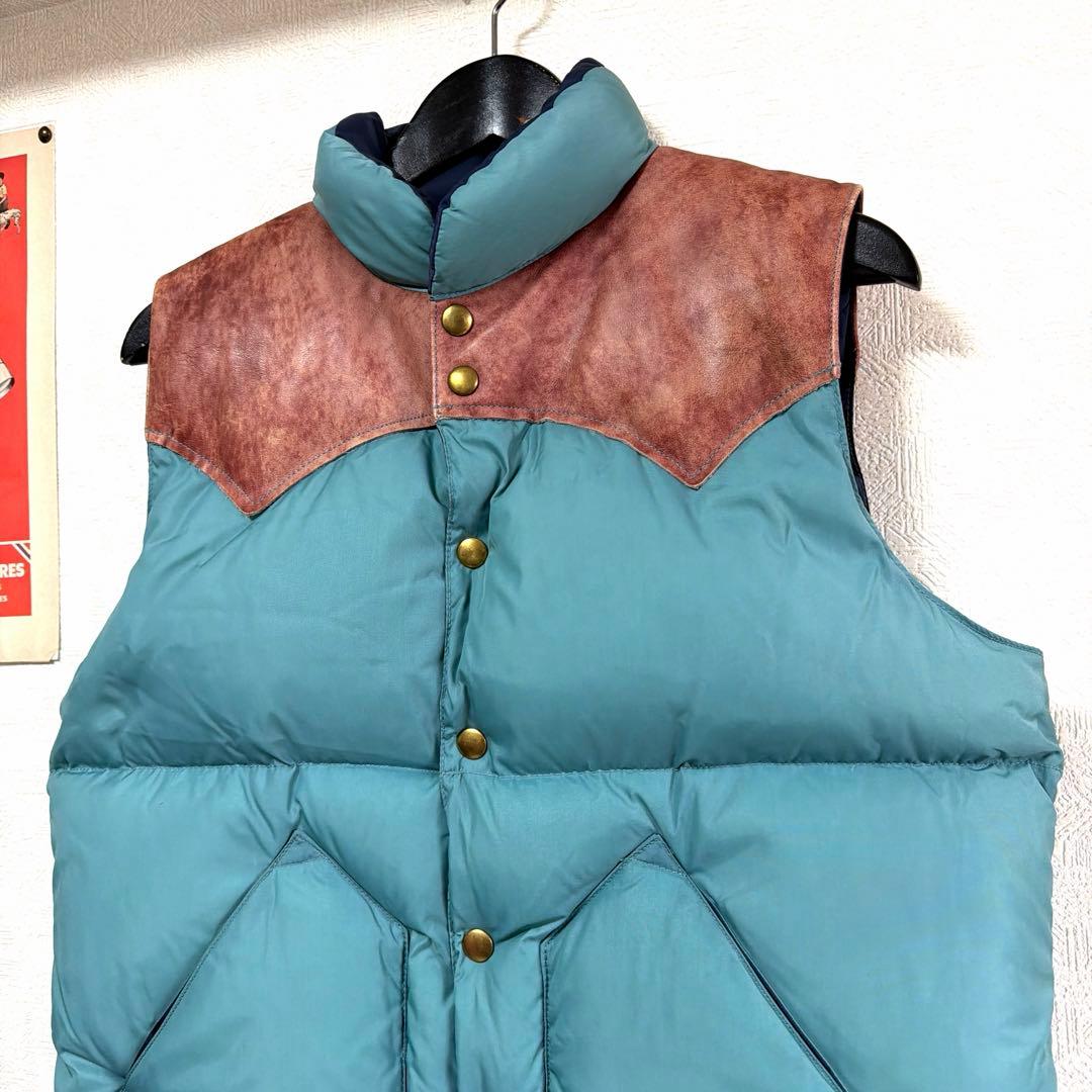 S*s様 ロッキーマウンテン　ダウンベスト　サックスブルー　ヨークレザー　40