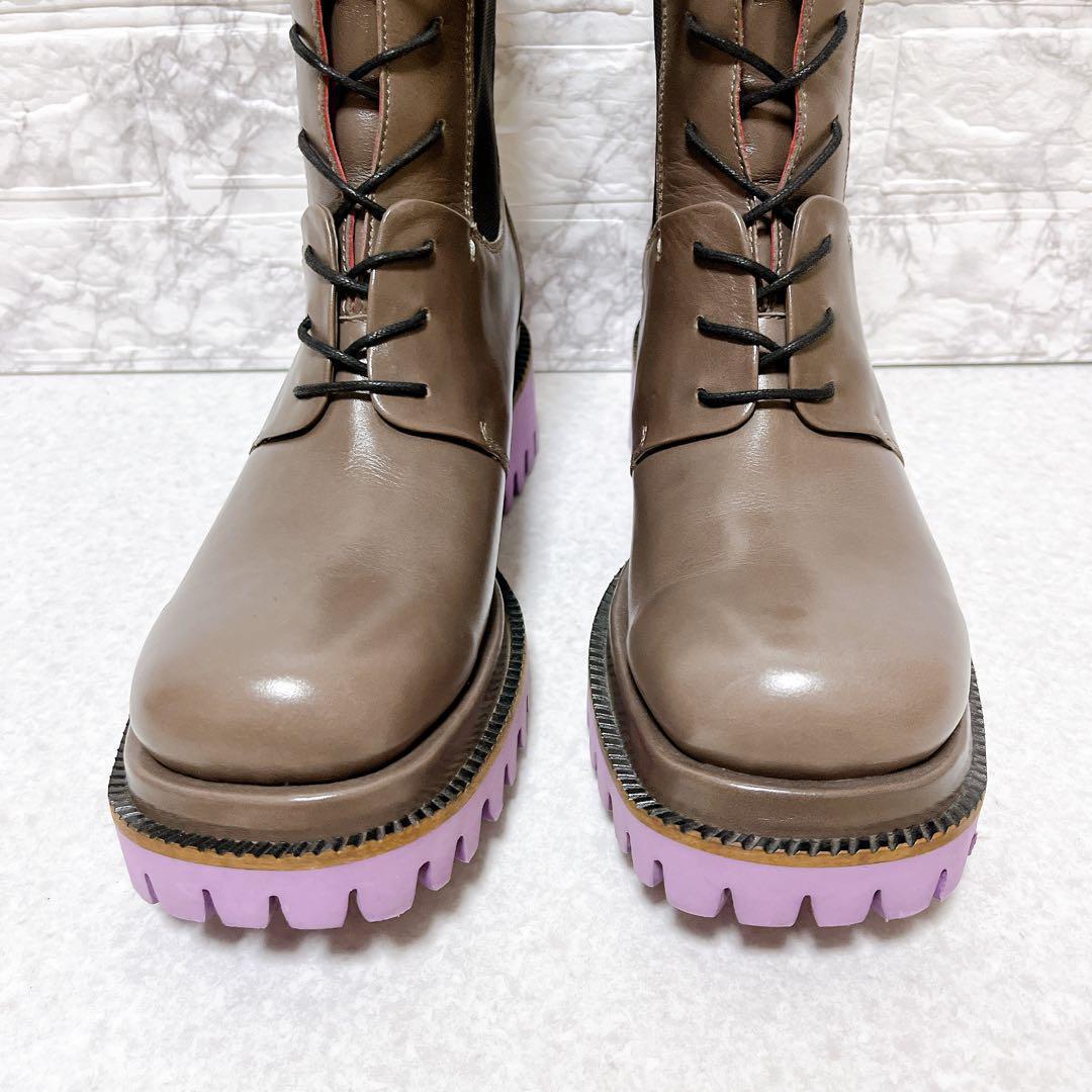 ⭐極美品⭐マナ MANA ショートブーツ サイドゴア 本革 25㎝ グレー