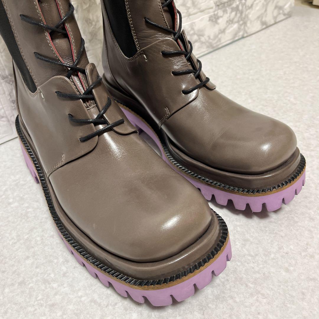 ⭐極美品⭐マナ MANA ショートブーツ サイドゴア 本革 25㎝ グレー