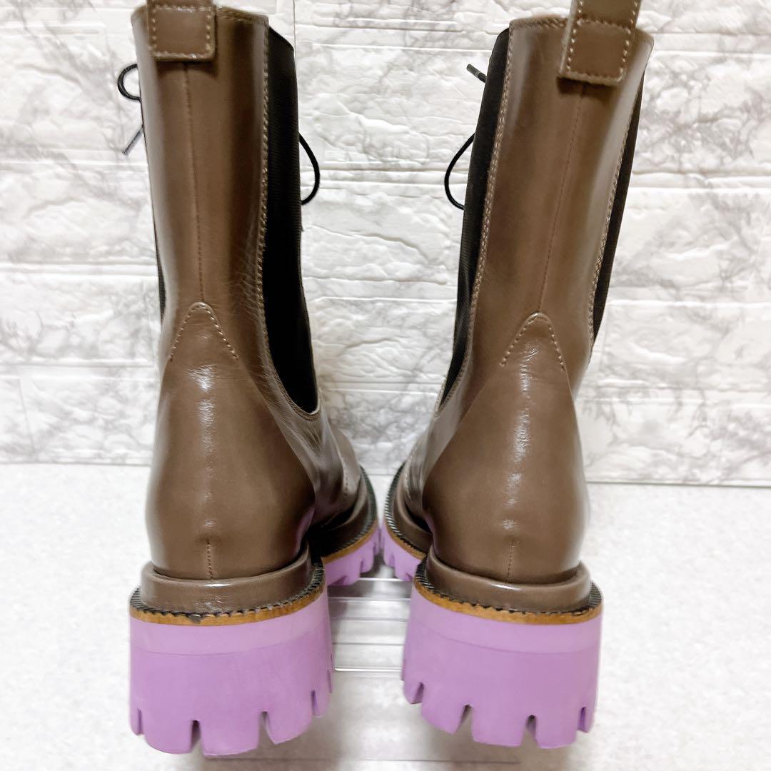 ⭐極美品⭐マナ MANA ショートブーツ サイドゴア 本革 25㎝ グレー