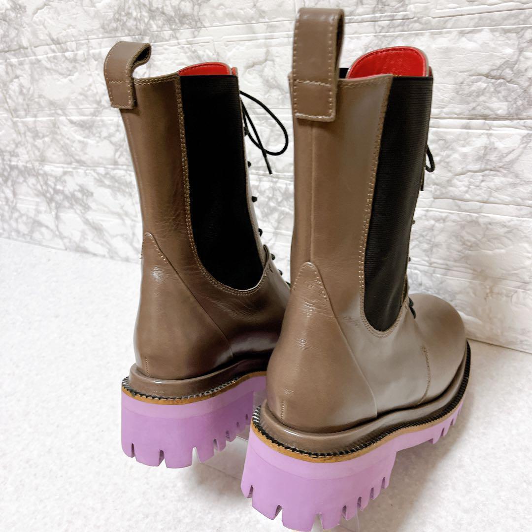 ⭐極美品⭐マナ MANA ショートブーツ サイドゴア 本革 25㎝ グレー