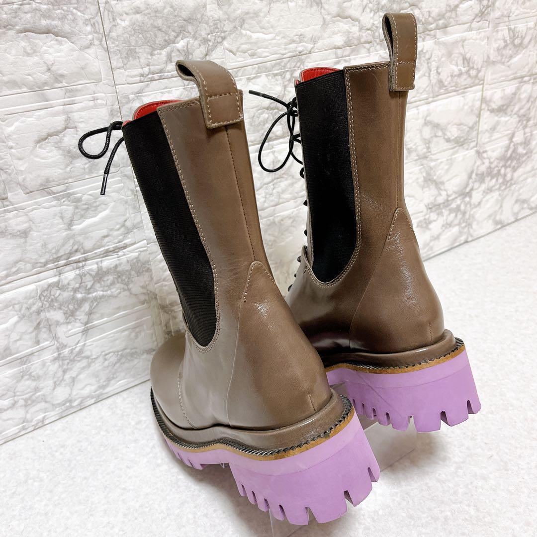 ⭐極美品⭐マナ MANA ショートブーツ サイドゴア 本革 25㎝ グレー