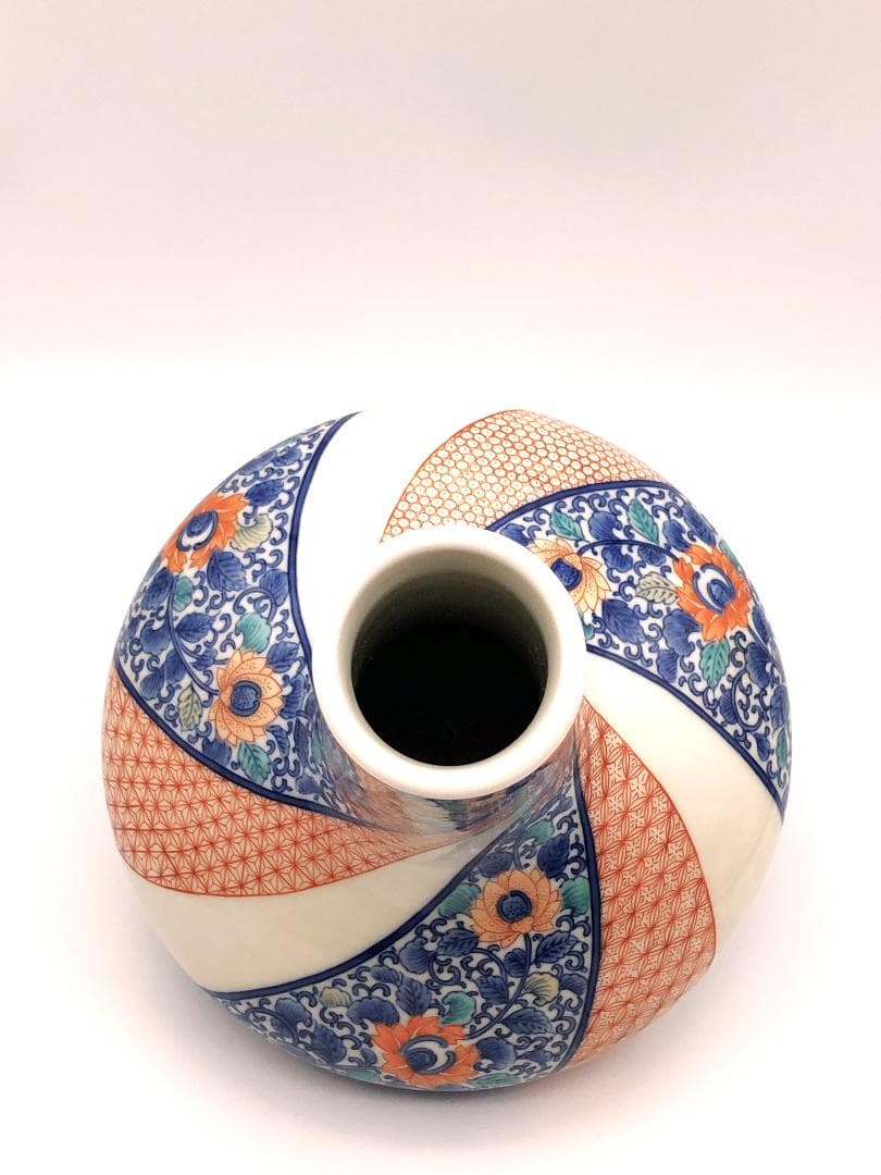 【 鍋島御庭焼 花生 】 捻り地紋 真正品　ご参考＠170万