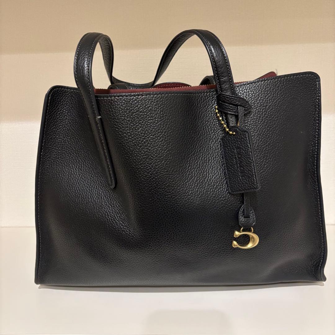 coach コーチ　ブラックレザー ビジネスバッグ