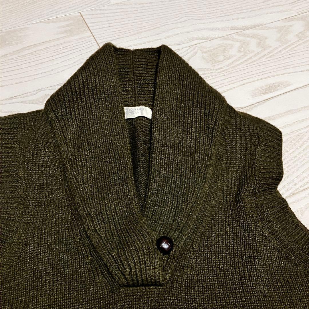 マーガレットハウエル　ショールカラーベスト　カシミヤ　シルク　くるみボタン