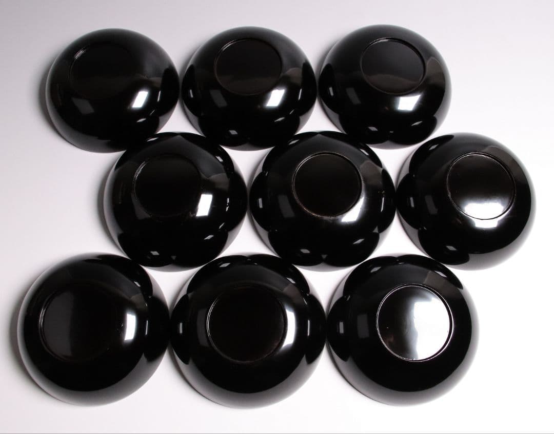 CG54 輪島塗 木製漆器 扇面金蒔絵 黒塗銘々木皿 九客 / 松取皿茶懐石道具