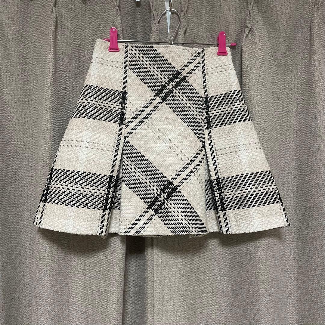 ロービングチェックミニスカート アイボリー 0
