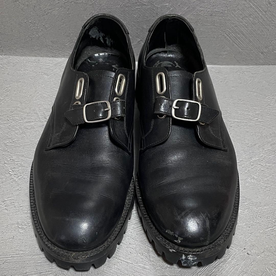 コムデギャルソン レザーシューズ ダブルモンクストラップ ブラック