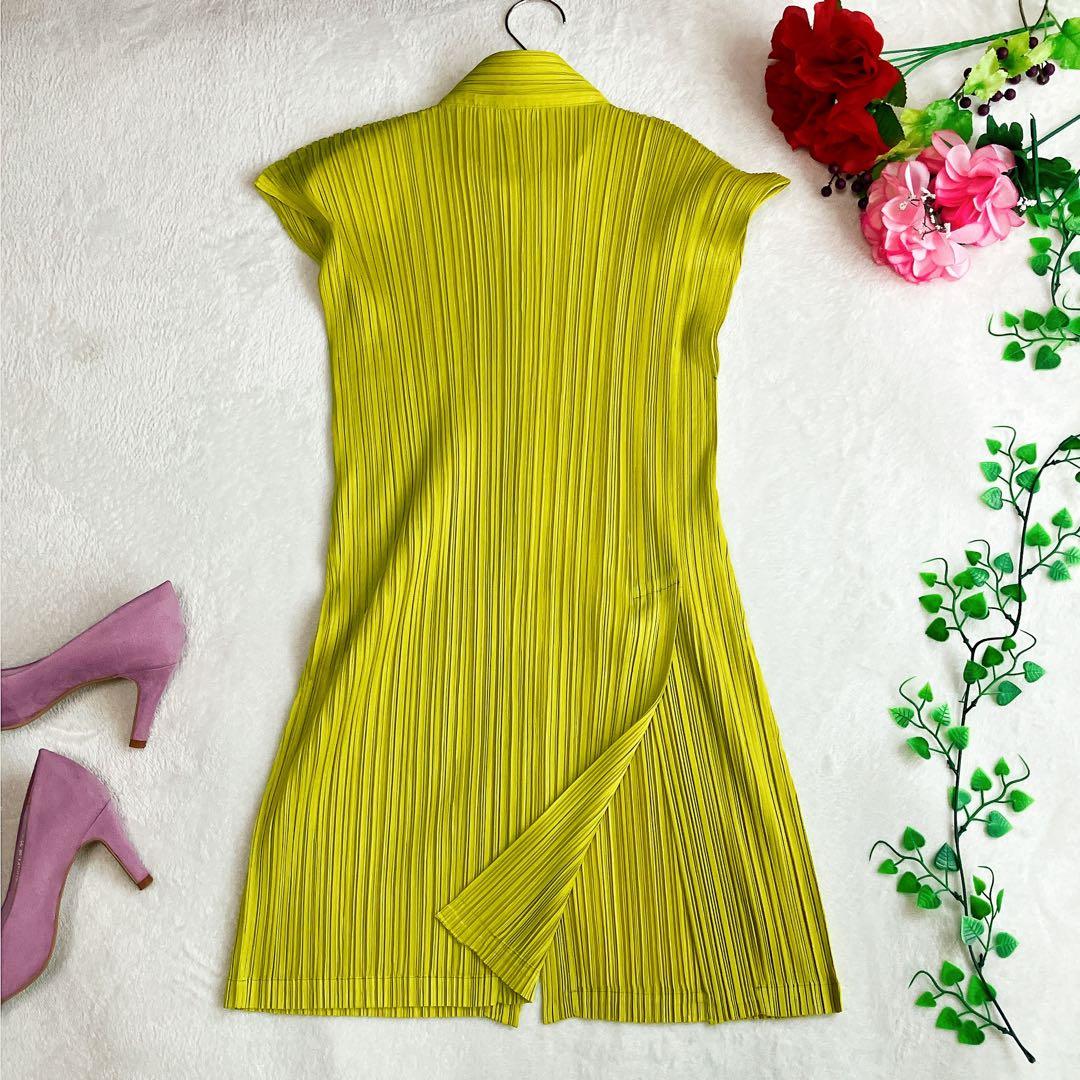 プリーツプリーズ イッセイミヤケ★フレンチスリーブ チュニック シャツワンピース