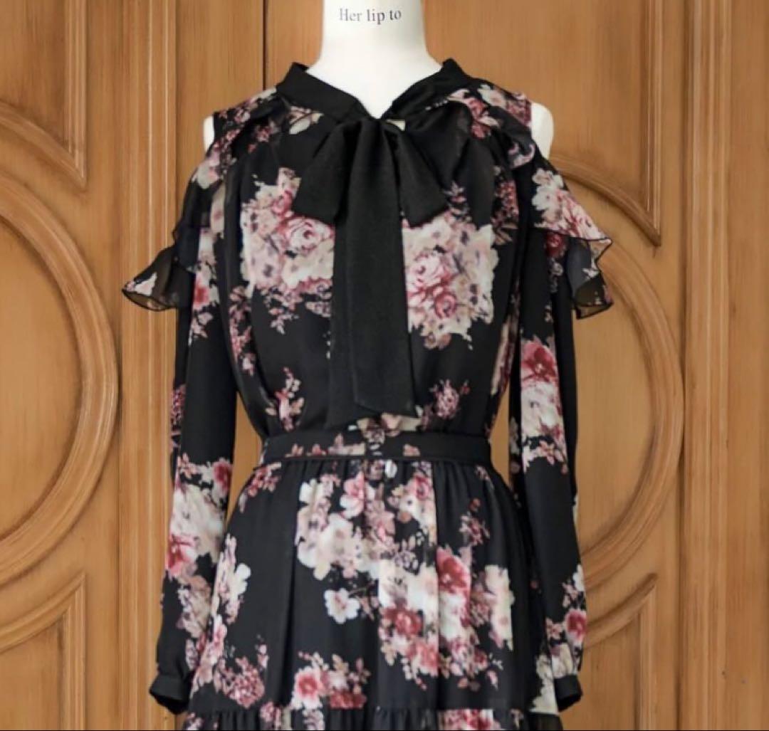 トップス her lip to Isaline Bow-Tie Floral Blouse