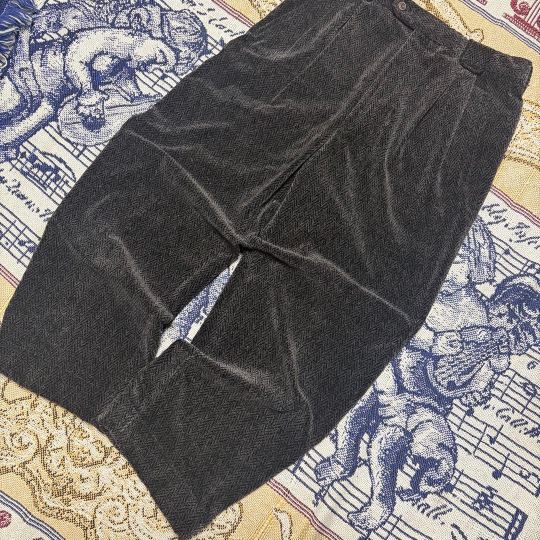80s ブラックベロア HBT スラックス イタリア製 50s レーヨン ギャバ