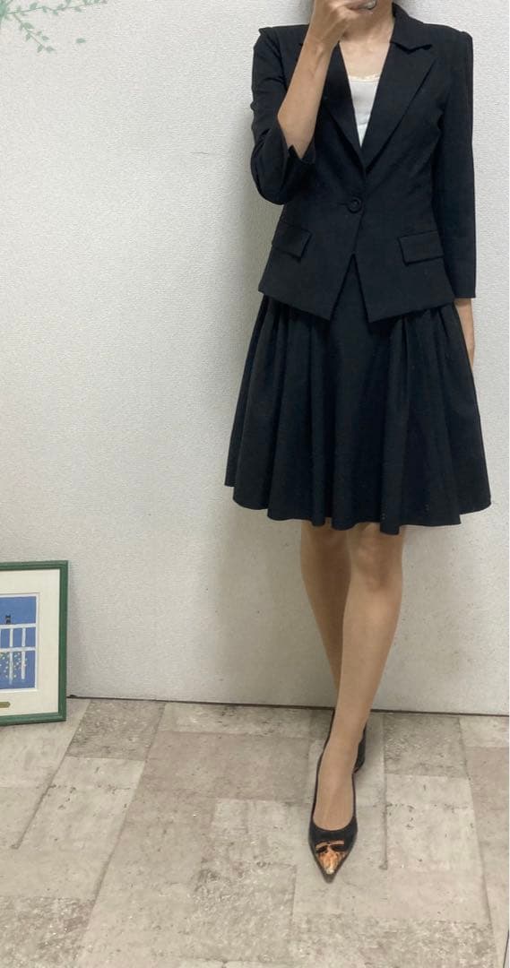 美品　フォクシーニューヨーク　フレアースカートスーツ　38 ウォッシャブル