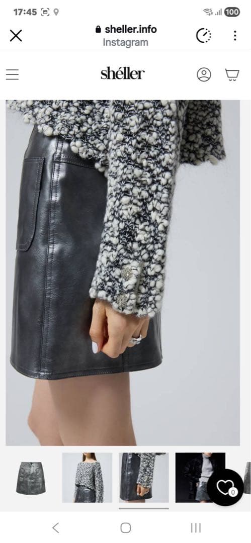 スカート sheller silver leather mini skirt