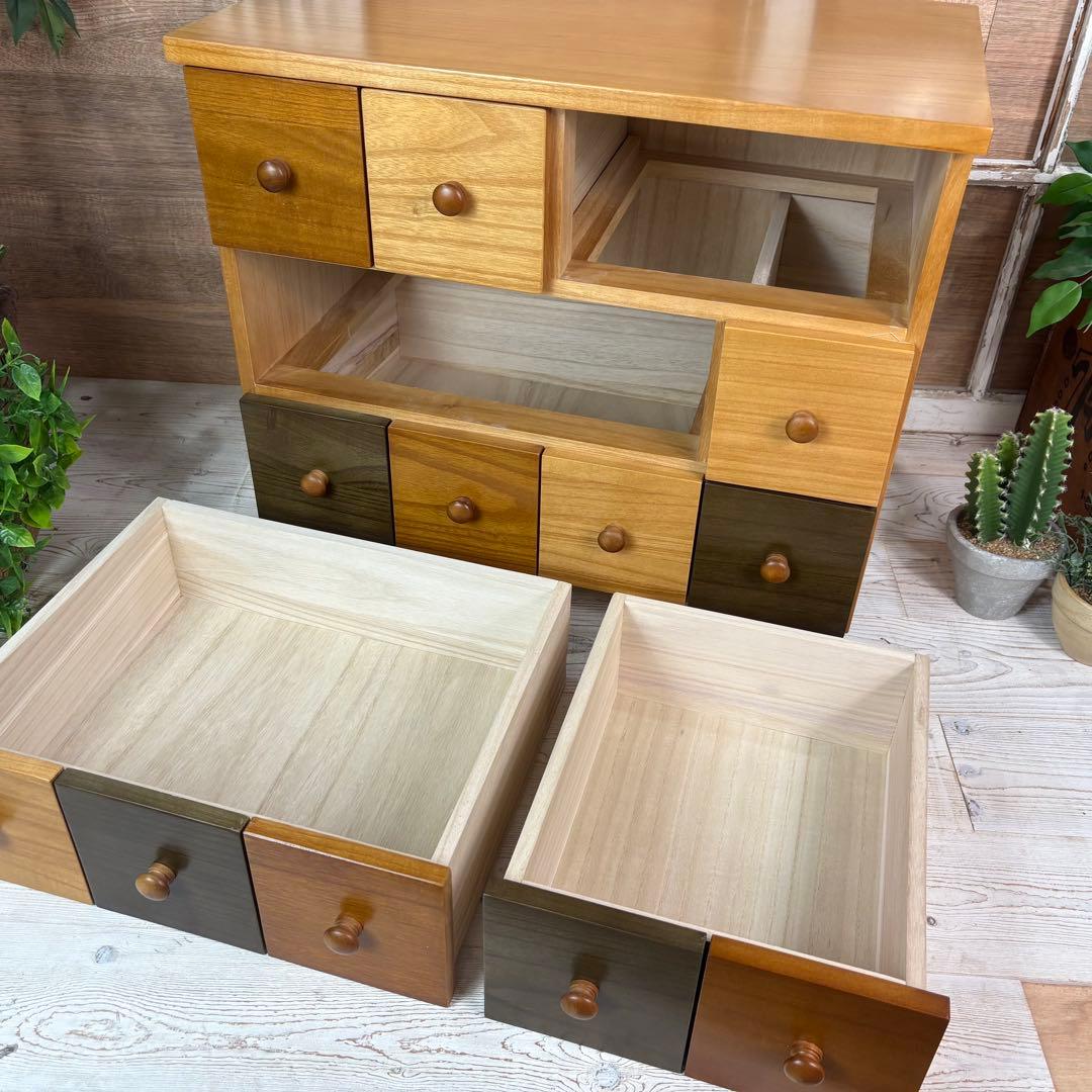 ナチュラルウッド多引き出しチェスト桐材無垢木製収納タンス箪笥洋チェスト