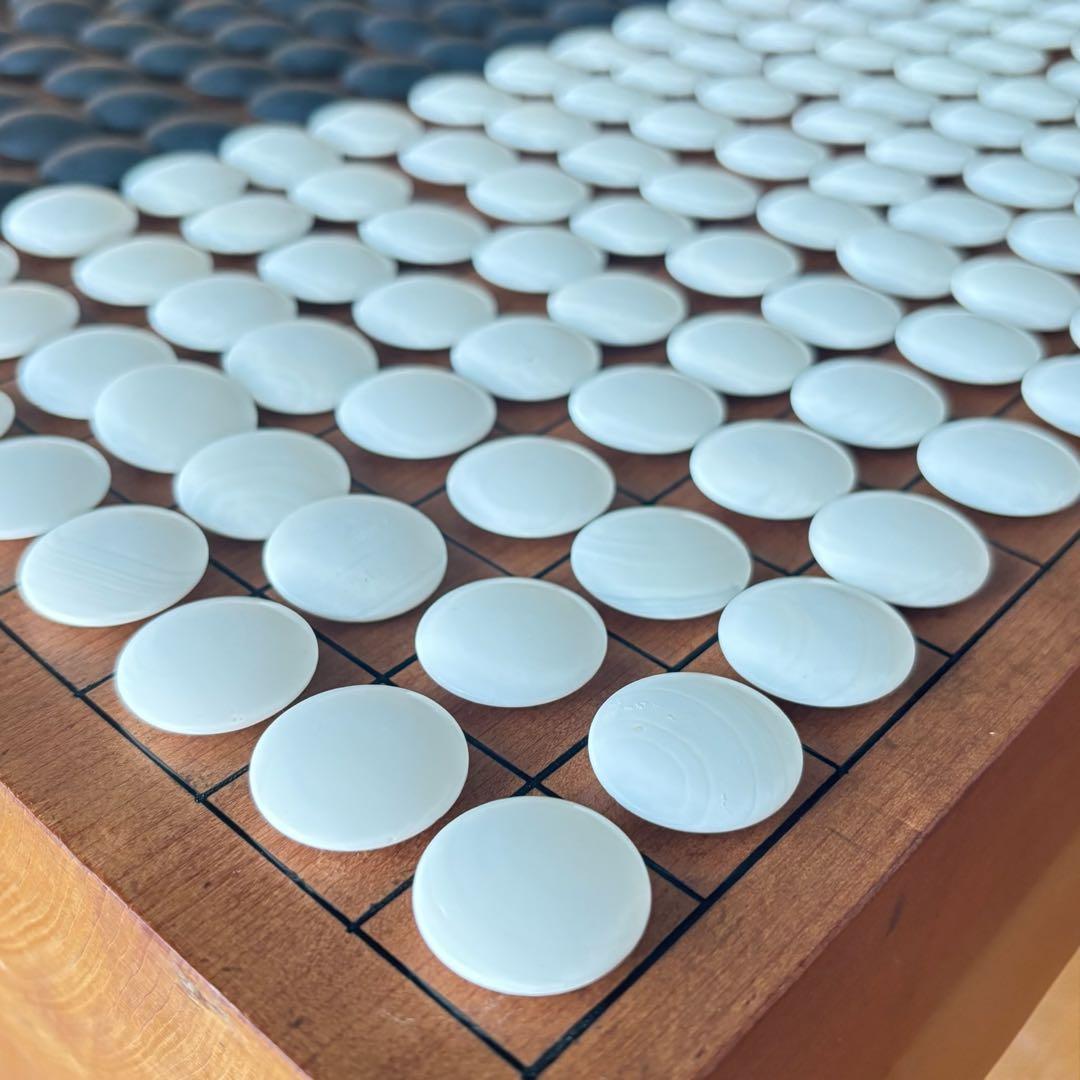 天然木 碁盤セット 蛤白147・黒184 本格仕様 盤裏ヘソ付