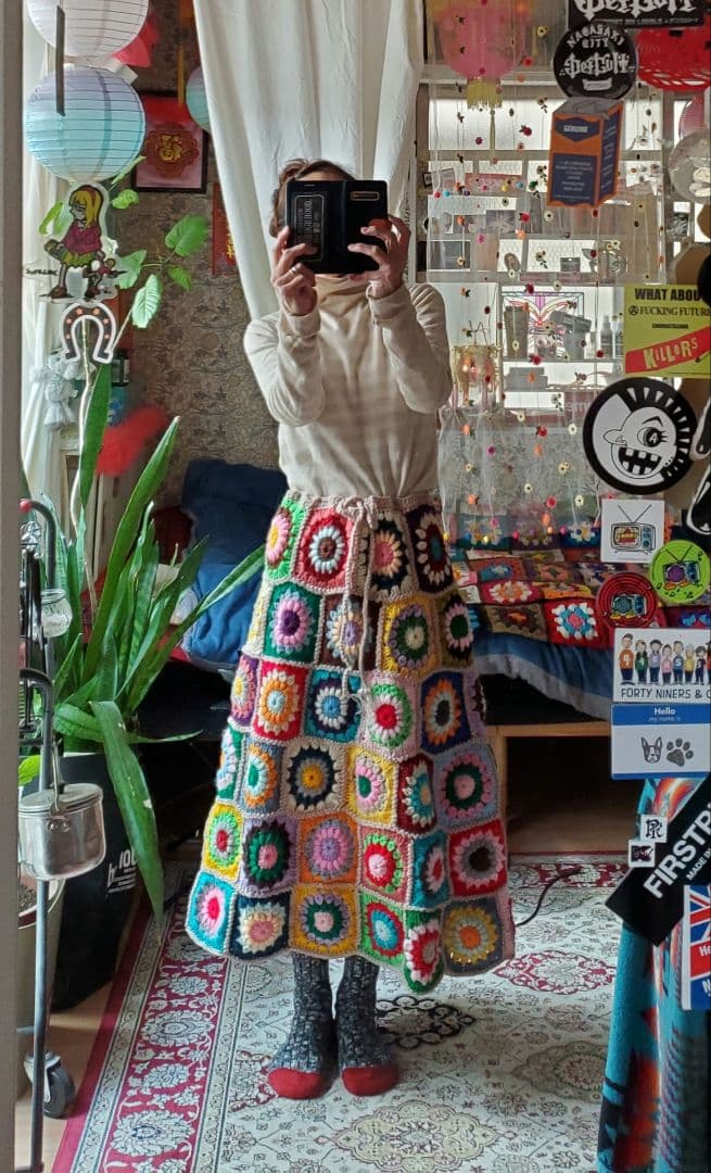 カラフル グラニースクエア スカート sizeL ロング