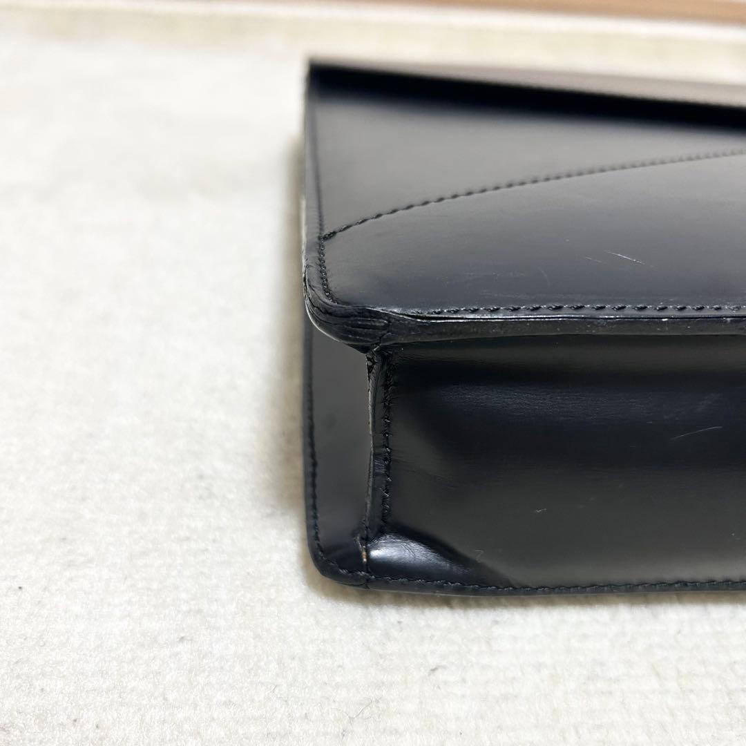 希少　ロエベ ディプロマティコ ビジネスバッグ アナグラム 型押し レザー 黒