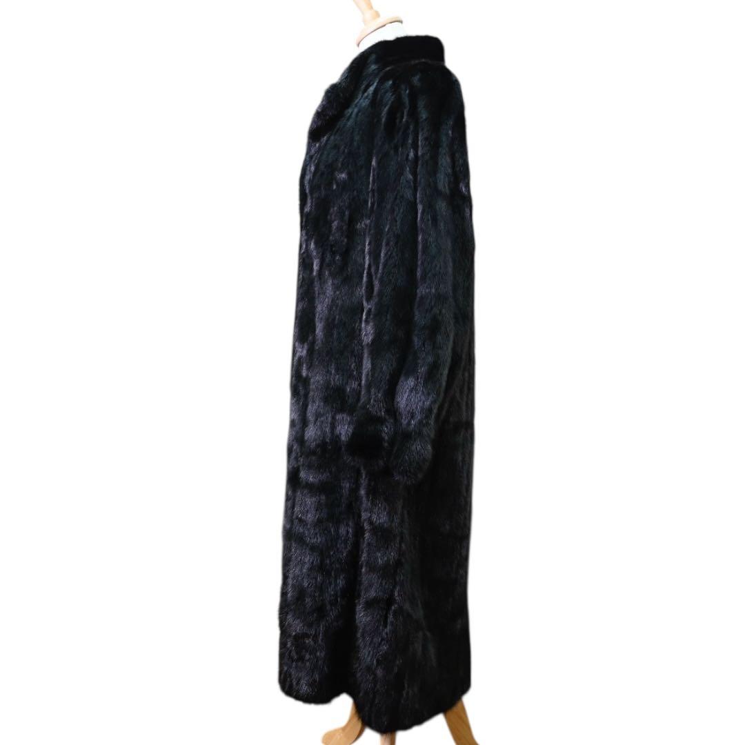 【美品】 ランブルトン　ブラック ファーコート ロングコート　毛皮　ミンク　黒