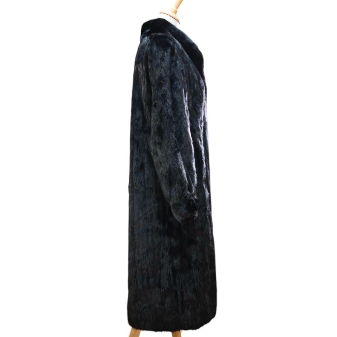 【美品】 ランブルトン　ブラック ファーコート ロングコート　毛皮　ミンク　黒