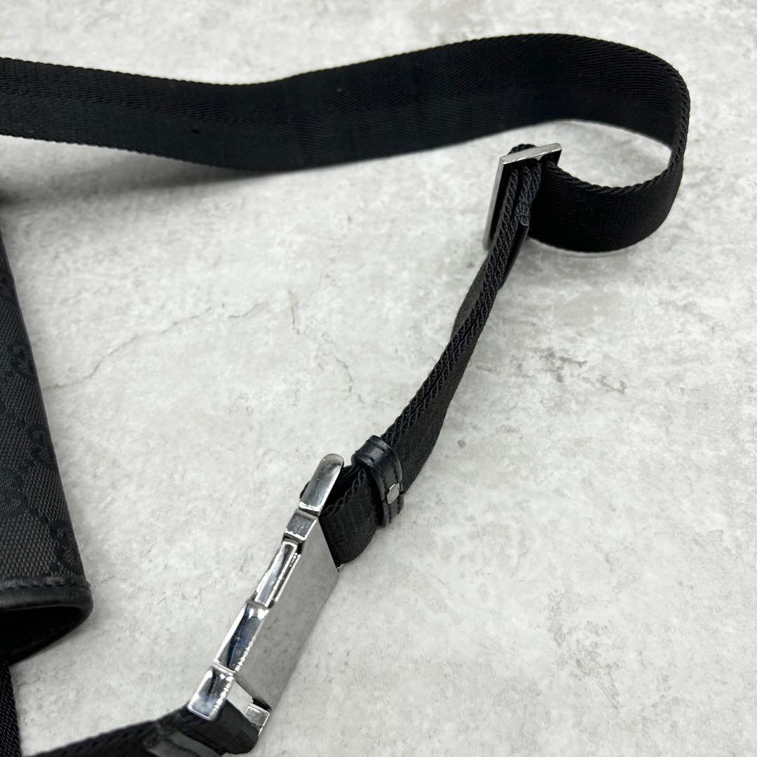 美品✨グッチ ウエストポーチ GG柄 ジャッキー キャンバス 黒