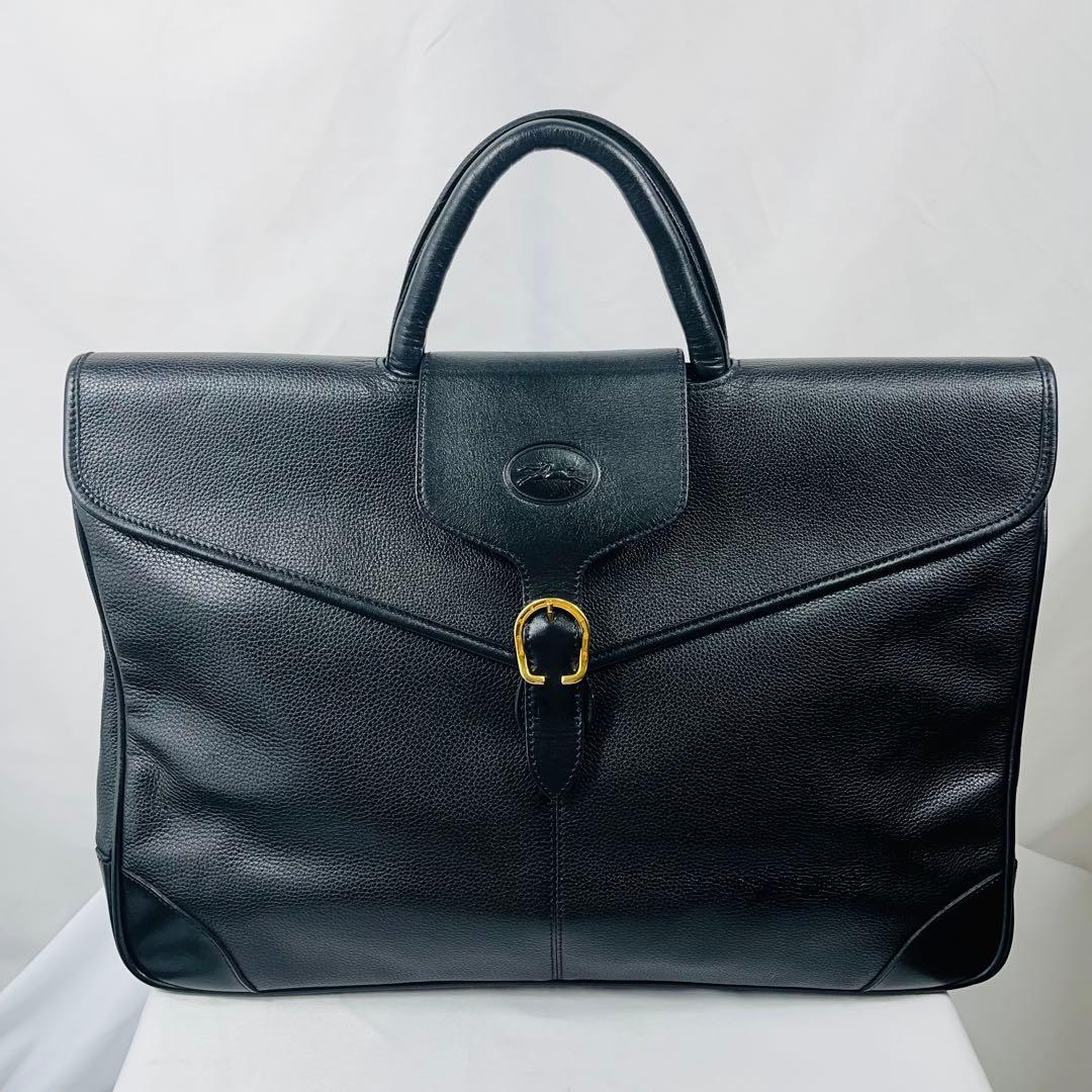 【レア】LONGCHAMP ロンシャン　レザー 　ビジネスバッグ　ボストンバッグ