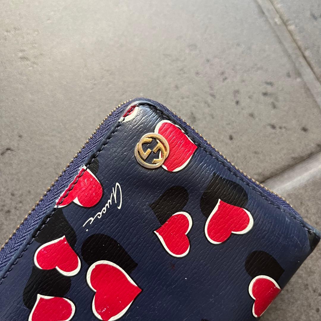 Gucci グッチ　長財布 ラウンド財布　ハート柄　バレンタインコレクション
