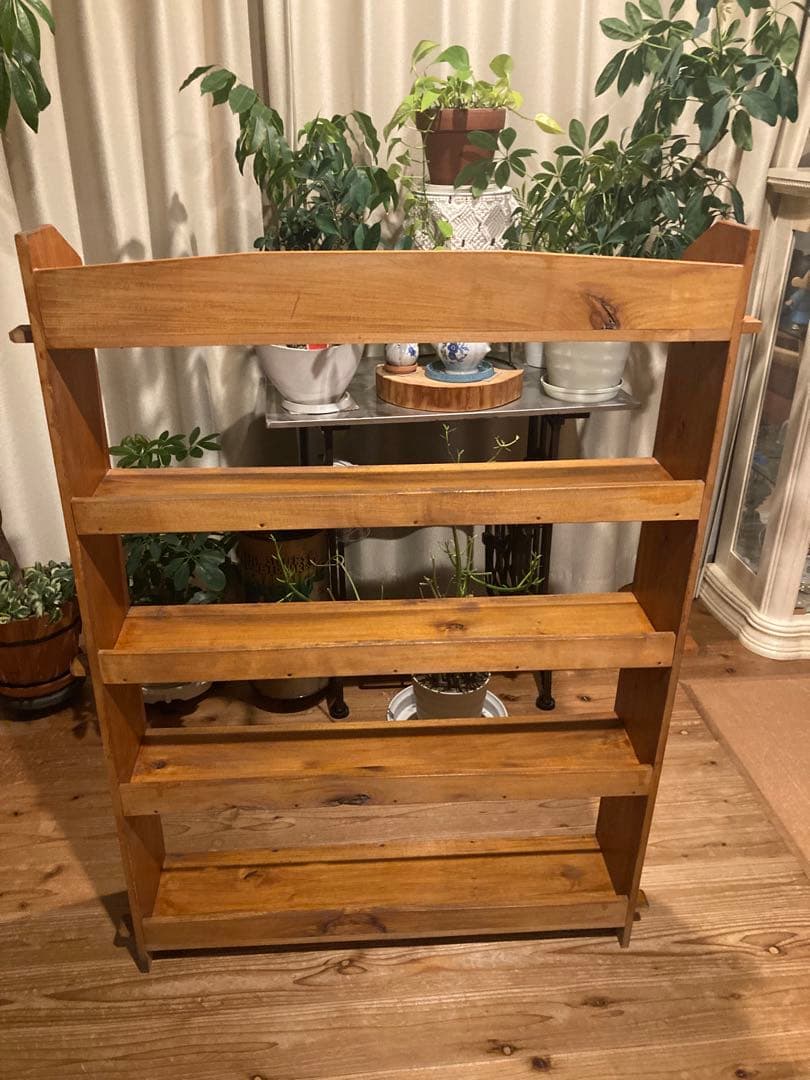 昭和レトロ　木製本棚　くさび式　棚5段　②