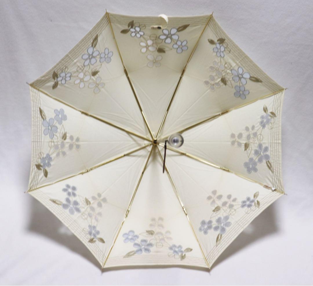《クロエ》メッシュ 花柄刺繍 折りたたみ傘 日傘 8本骨 クリアーハンドル