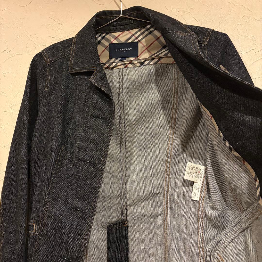美品 バーバリーロンドン デニムジャケット ジージャン 濃紺 ノバチェック L